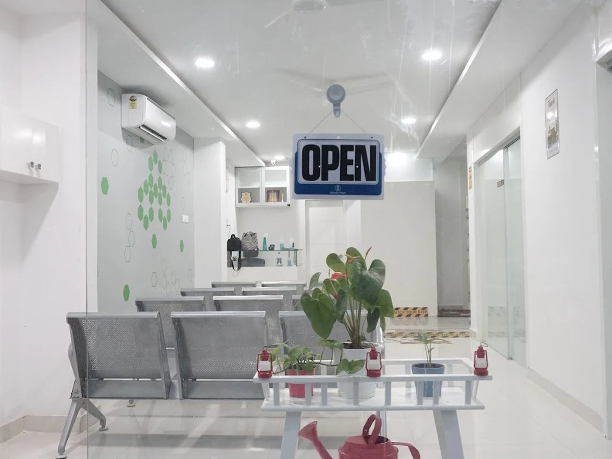 Waiting area at Sharada's Urban Clinic, Madhura Nagar, Hyderabad